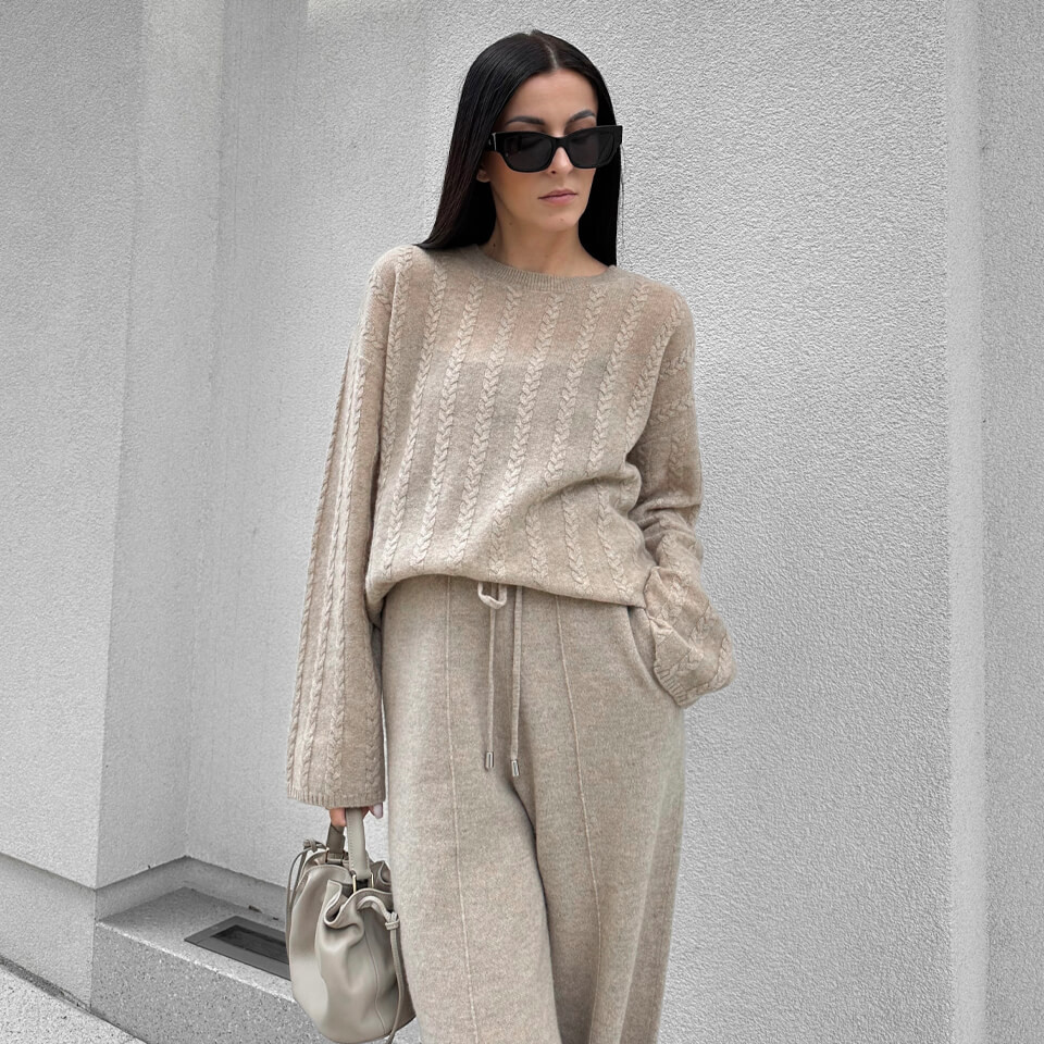 Semi-Sheer Cable-knit Baby Cashmere Sweater | LilySilk