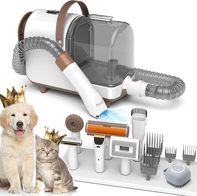 Bunfly Pet Clipper Grooming Kit & Vacuum Suction 99.99% Pet Hair, 7 Pet Grooming Tools, 3L Large ... | Amazon (US)