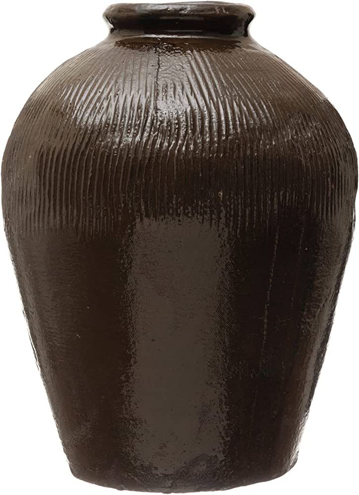 Creative Co-Op Found Decorative Textured Clay Jar, Brown Reactive Glaze, 15'' | Amazon (US)