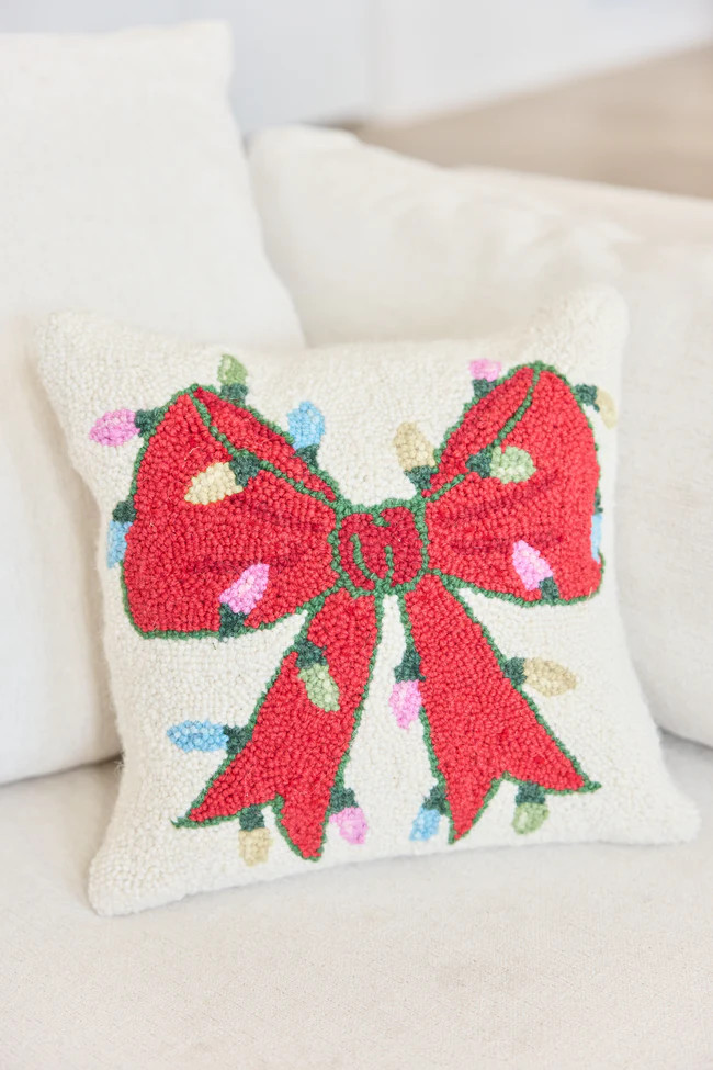 Christmas Lights Bow Pillow SALE | Pink Lily