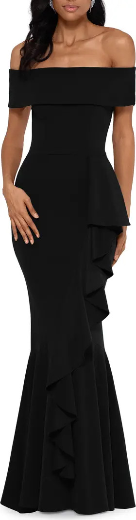 Cascade Ruffle Off the Shoulder Mermaid Gown | Nordstrom