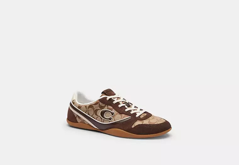 Coach Track Sneaker In Signature Jacquard Size 11 - Tan/dark Chocolate | Coach (US)
