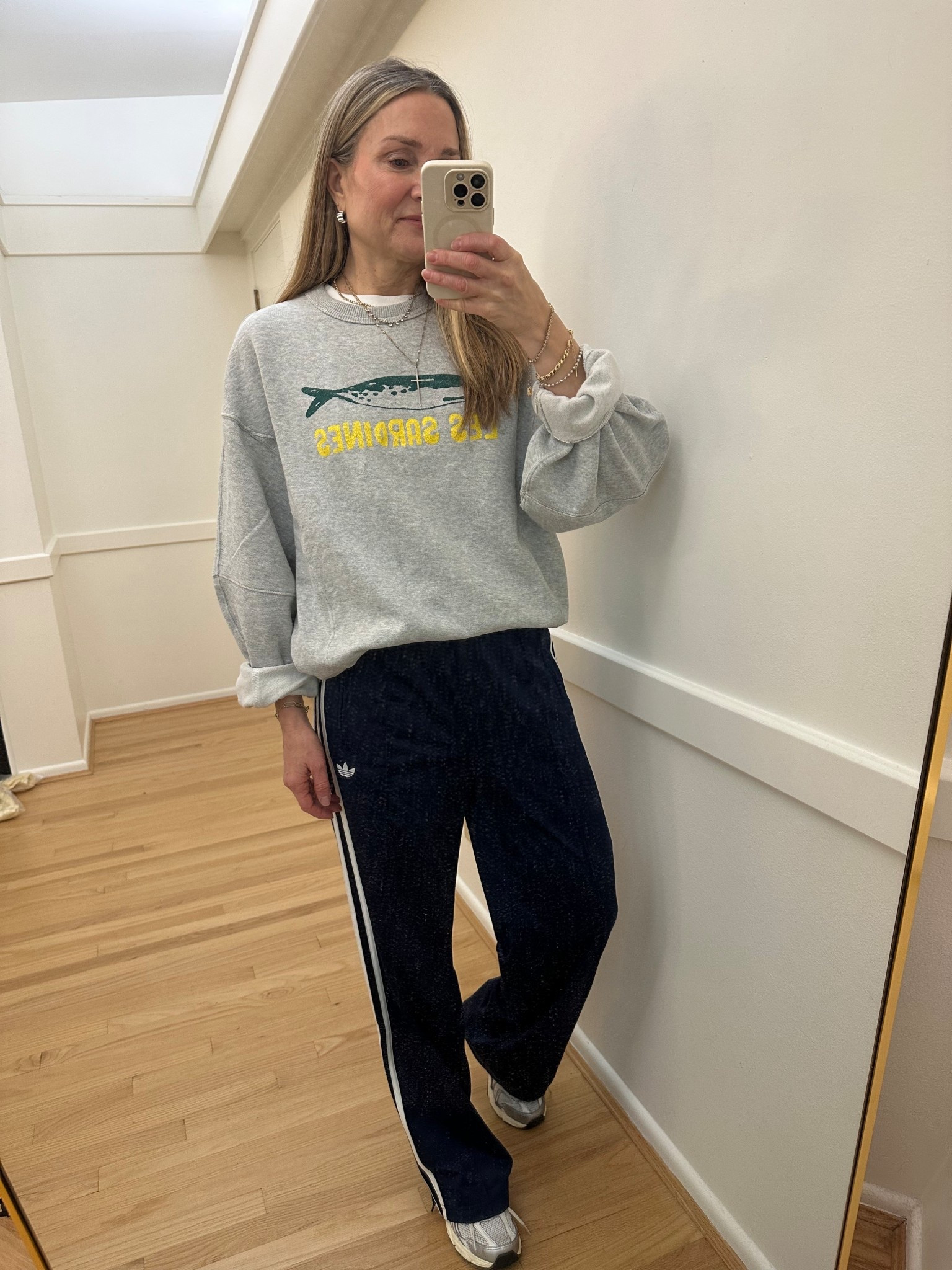 Road trip outfit!

Cutest sardine sweatshirt from @Aerie ! Runs big, I’m in an xs but probably could’ve gone with the xxs. @adidas track pants are fun & sporty, wearing a small  

#LTKxAerie #LTKTravel #LTKootd