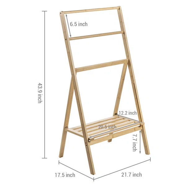 Foldable Beige Freestanding Bamboo Blanket Rack | Wayfair North America