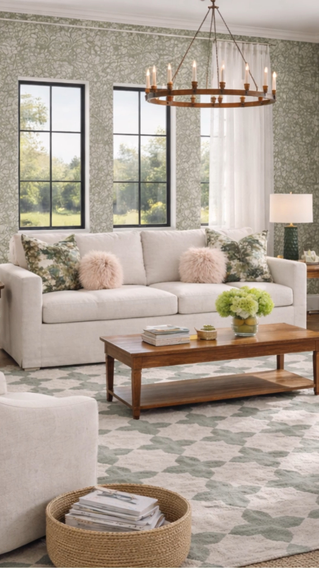 Living room inspo!! Love this green and white living room render 

#LTKSaleAlert #LTKdayinmylife #LTKHome