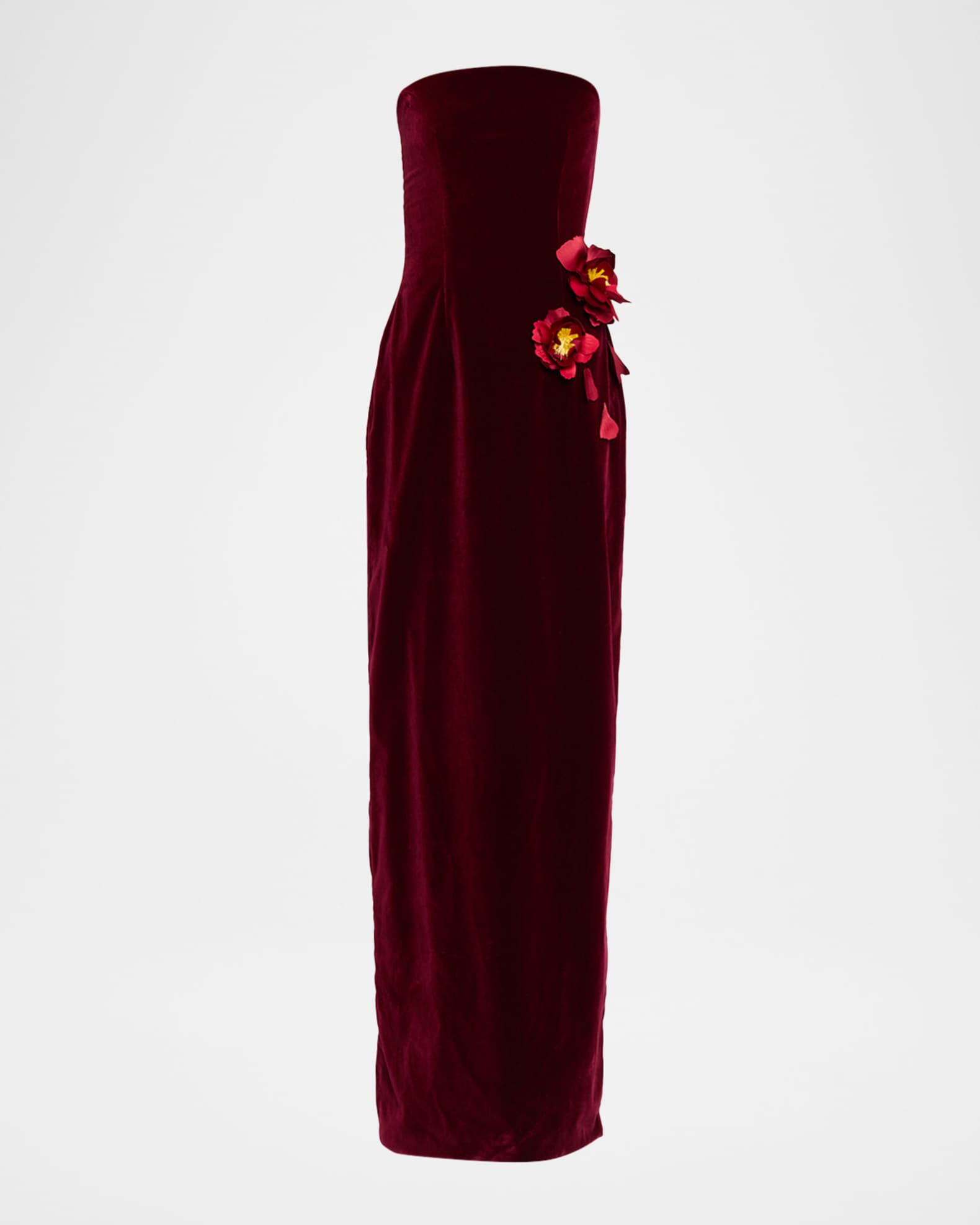 Strapless Flower Embroidered Velvet Gown | Neiman Marcus