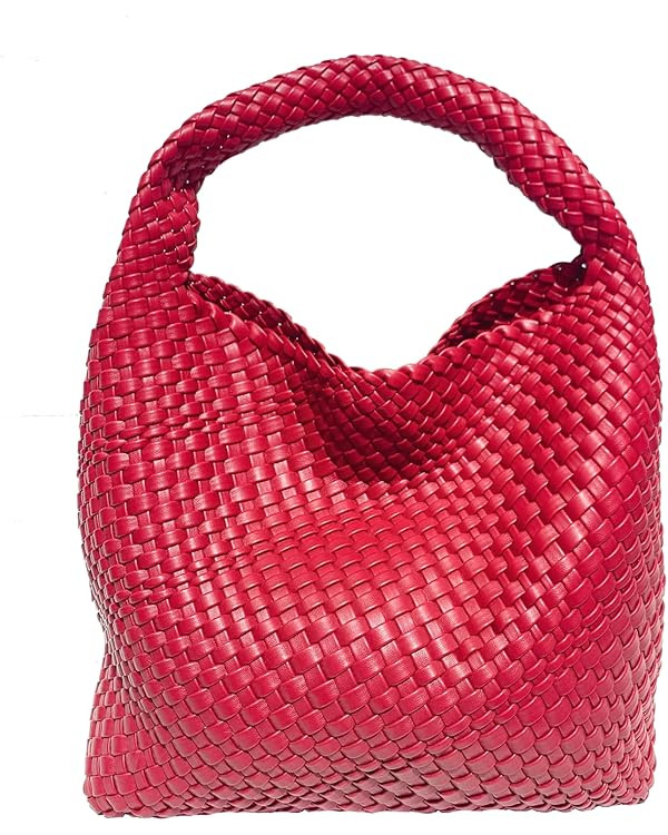 Women Vegan Leather Hand-Woven Tote Handbag Fashion Shoulder Top-handle Bag All-Match Underarm Ba... | Amazon (US)