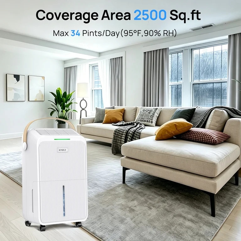 KNKA Pro Dehumidifier for Home and Basement, MAX 34 Pints Dehumidifier with Drain Hose, Up to 250... | Walmart (US)