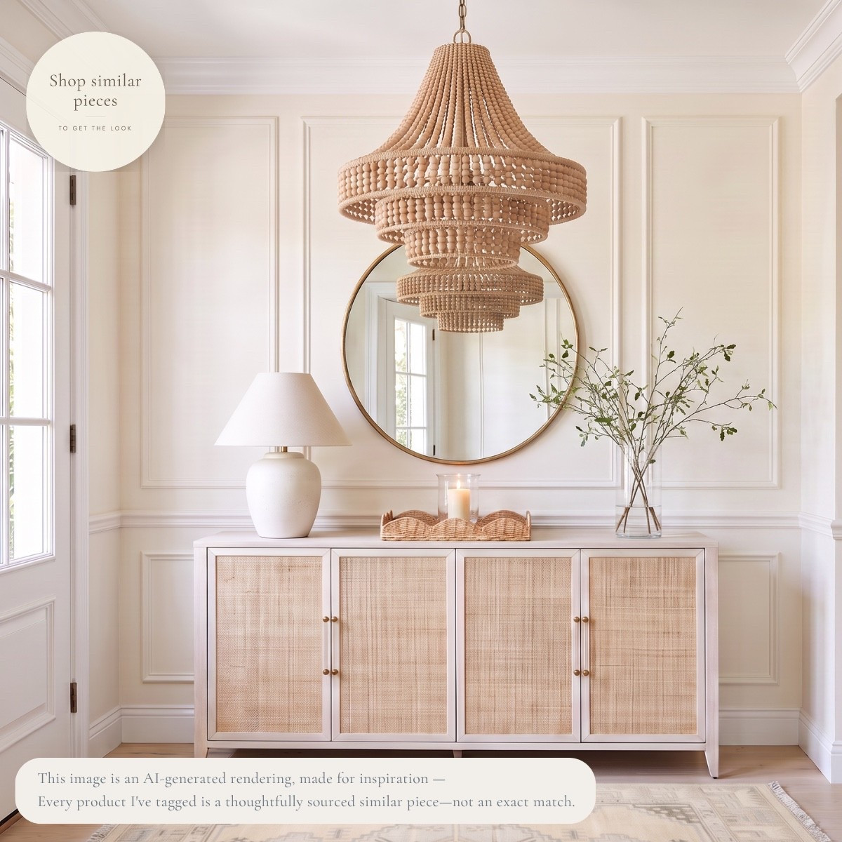 A well-styled entry doesn't need much—just timeless pieces chosen with intention. Warm cane, soft linen, natural textures, and aged brass come together to create a space that feels welcoming from the moment you walk through the door. I've thoughtfully sourced similar pieces to help you bring this classic, collected look into your own home. 🤍

AI-generated design concept for inspiration • Tagged products are thoughtfully sourced similar pieces, not exact matches • Affiliate links may be used. As an Amazon Associate, I earn from qualifying purchases.

#LTKHome

#LTKHome