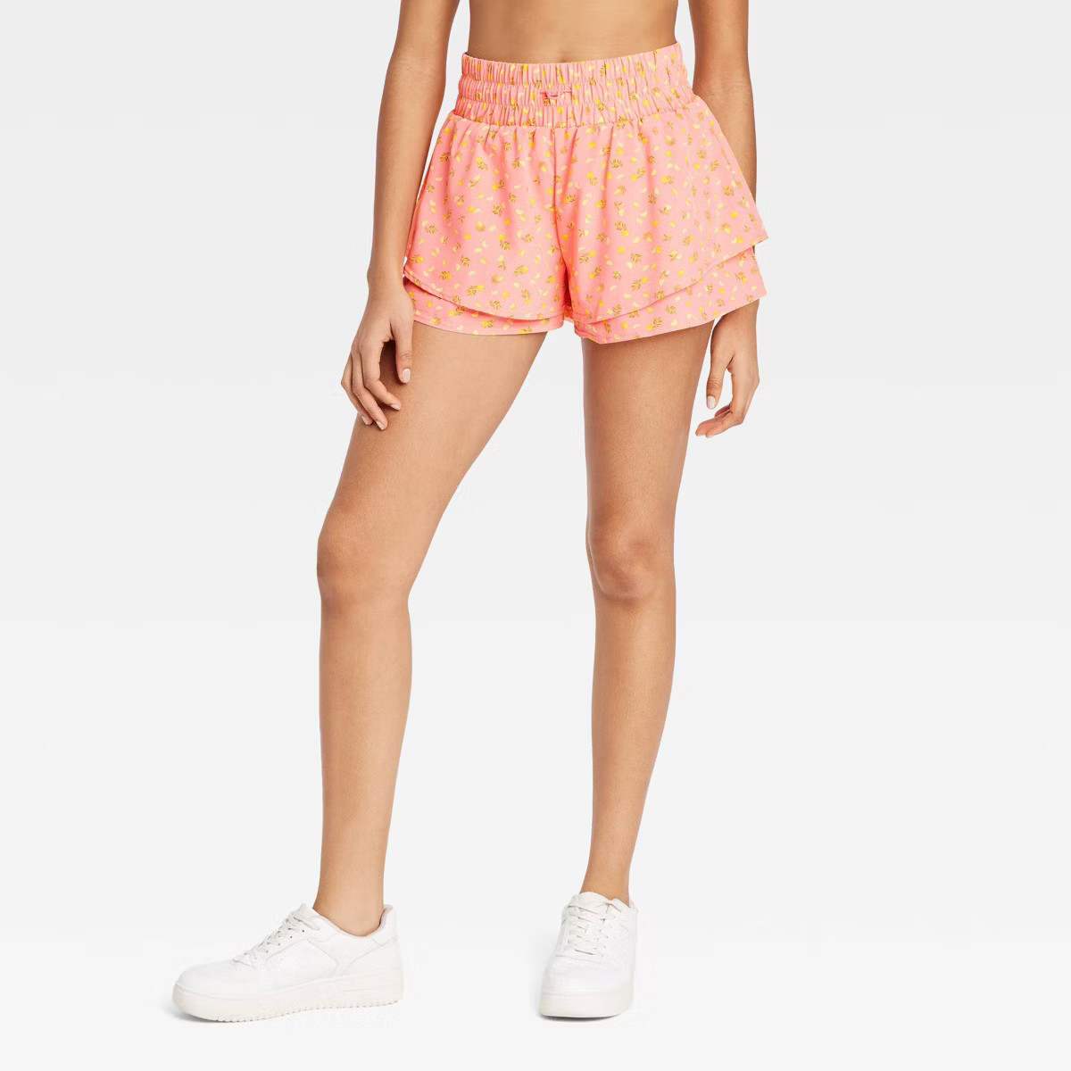 Women's 2.5" Double Layer Woven Mid-Rise Shorts - JoyLab™ Citrus Print XXL | Target
