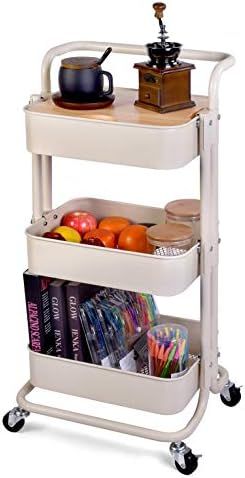 Movable Storage Utility Rolling Cart, Rolling End Table for Organization, Fit for Home Kitchen Li... | Amazon (US)