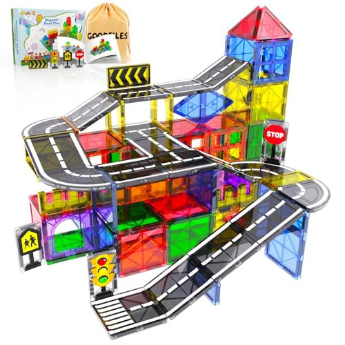 Magnetic Tiles - Road Set, Magnetic Building Blocks, Preschool Montessori Toys Gift for 3+ Year Old Boys and Girls, Sensory Christmas Toys for Kids Aged 3-5 and 4-8, Ideas for Toddler with Autism | Amazon (US)