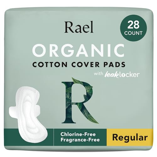 Rael Organic Cotton Cover Pads - Regular Absorbency, Unscented, Ultra Thin Pads with Wings for Women (Regular, 28 Count) | Amazon (US)
