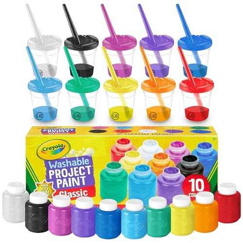 The Mega Deals Kids Painting Set – Washable Non-Toxic Finger Paints (10 Colors of 2 oz) with 10 Paint Cups & 10 Brushes Mess-Free Toddler Art Supplies Painting Kit for Kids Gift Bundle | Amazon (US)