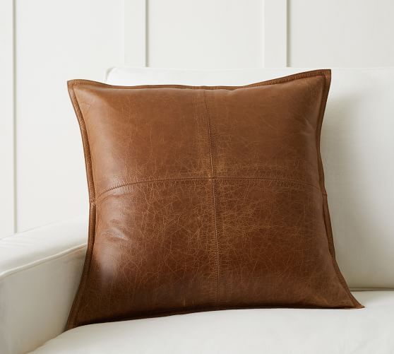 Pieced Leather Pillow Covers | Pottery Barn | Pottery Barn (US)