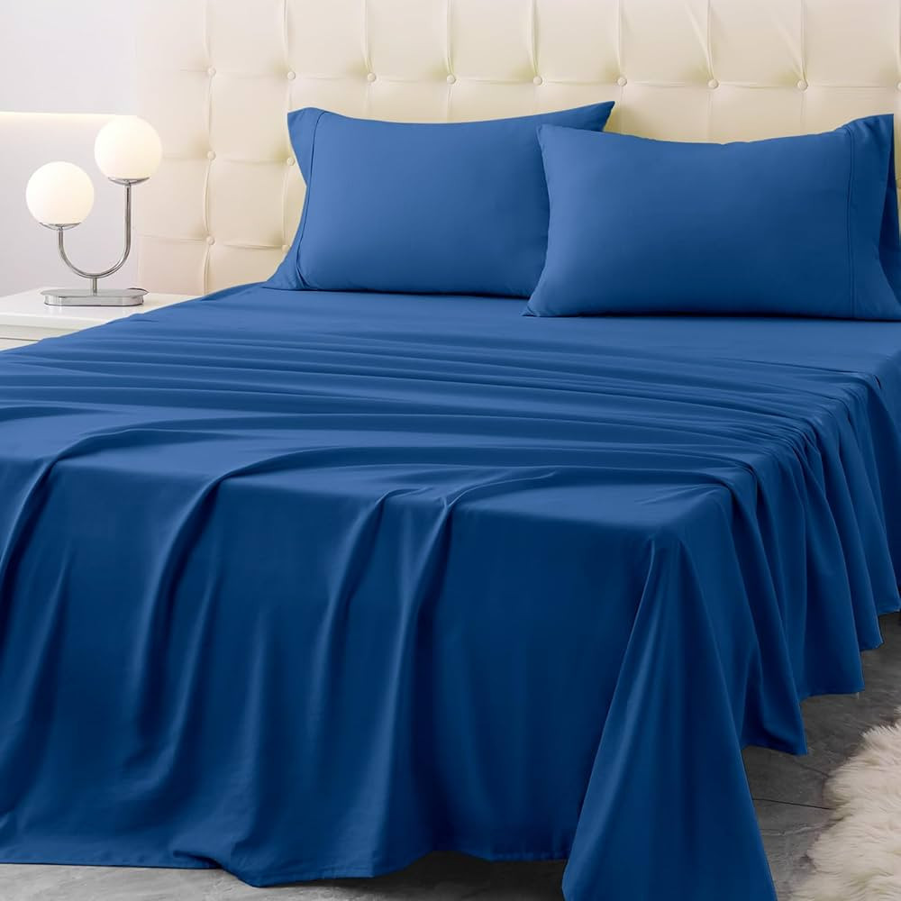 Full Size Bed Sheet Set - 4 Piece Soft Microfiber Sheets with Deep Pockets, Cooling Technology, a... | Amazon (US)