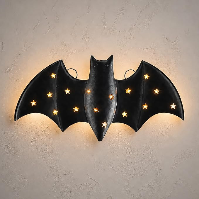Mud Pie LED Light Up Bat Decor for Halloween, Small | Light Up Halloween Decoration | Amazon (US)