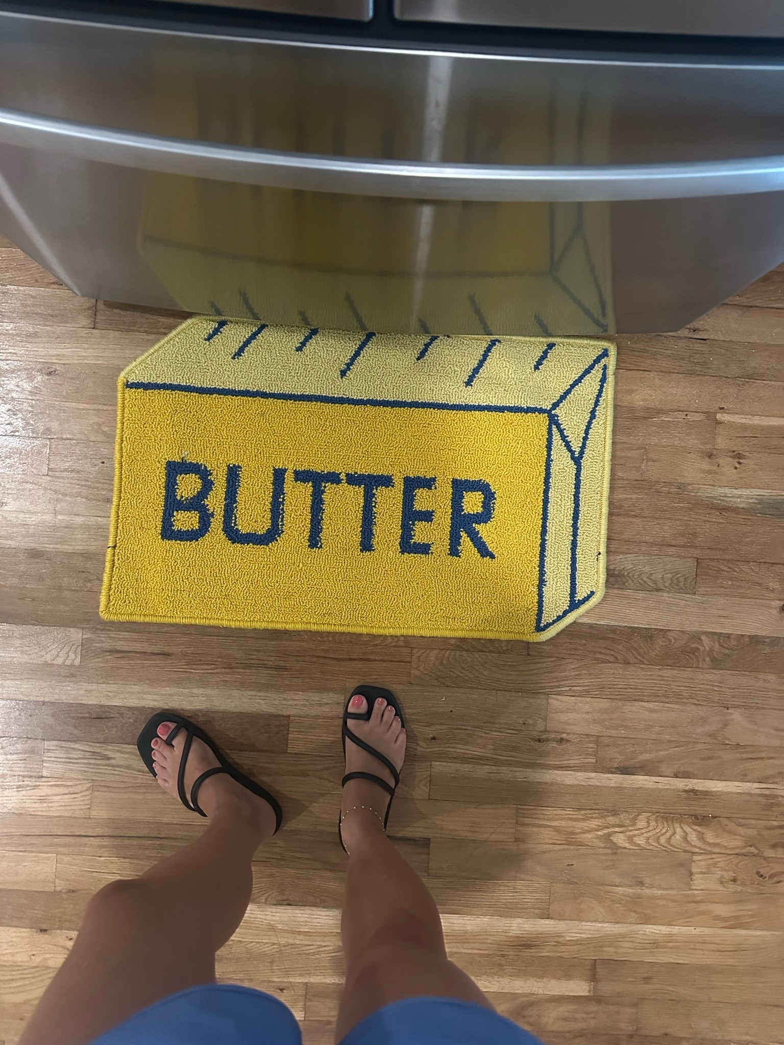 Put this “butter” 🧈 mat in our kitchen today and my husbands reaction was….less than enthused 😂 I dunno, I weirdly like it?? Thoughts??? #WorldMarket #FunnyGifts #HomeDecor

#LTKHome