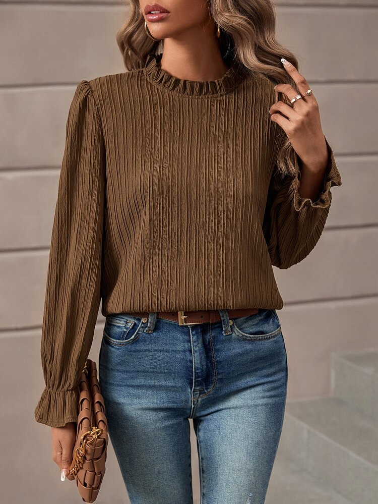 Frill Trim Flounce Sleeve Blouse | SHEIN