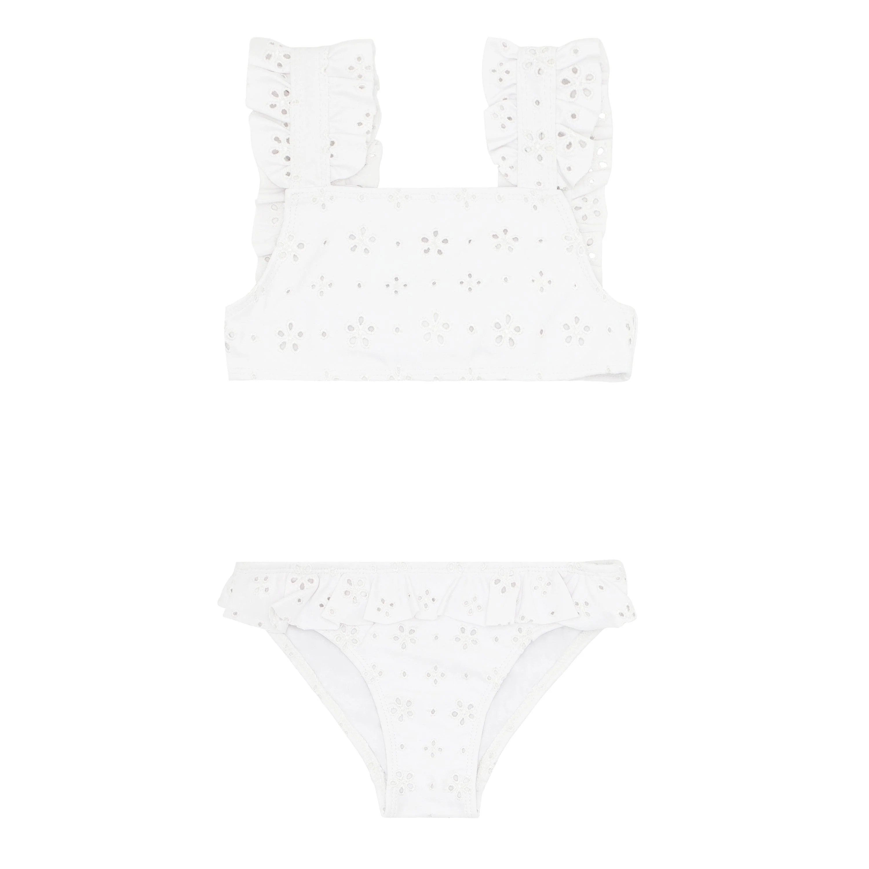 girls white eyelet ruffle bikini | minnow