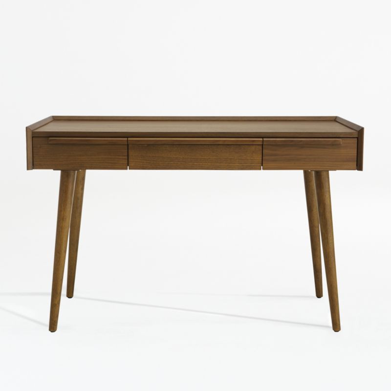 Tate 48" Walnut Desk with Outlet + Reviews | Crate & Barrel | Crate & Barrel