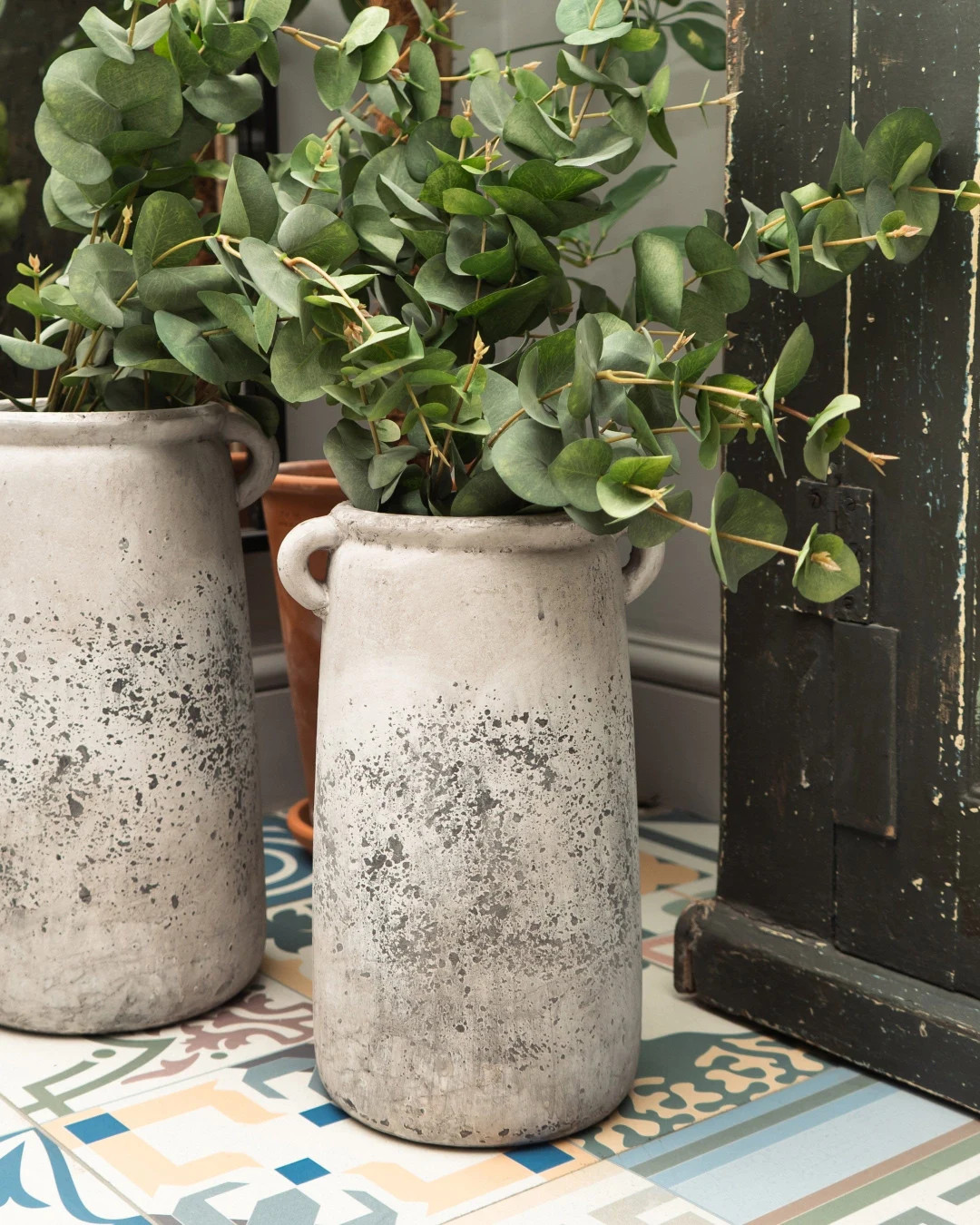 Grey Distressed Small Urn Vase | Etsy (UK)