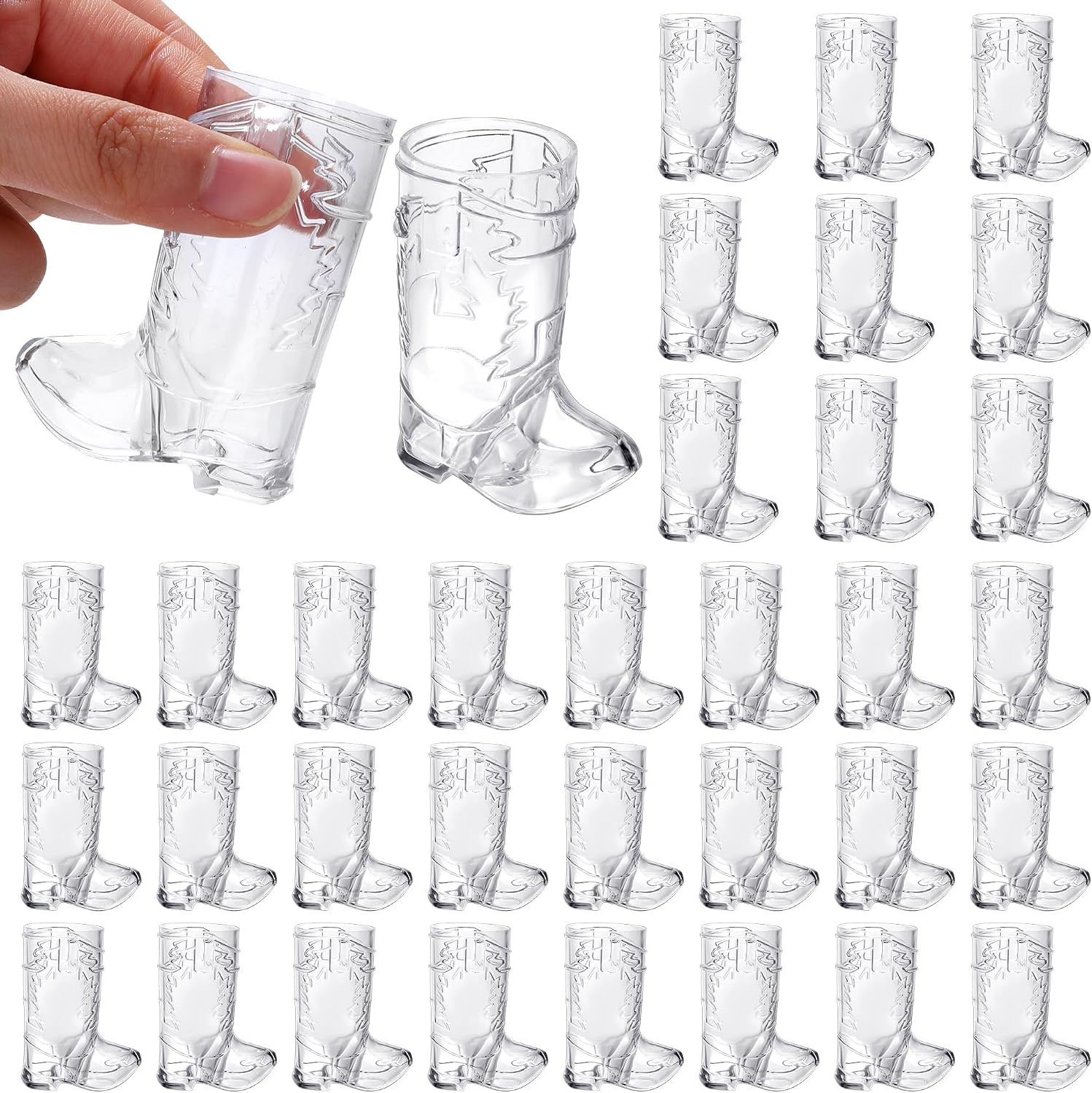 Aodaer 36 Pieces 1 OZ Clear Cowboy Boot Shot Glasses Mini Plastic Boot Shot Cups Western Cowboy Glasses Reusable Beer Mugs for Cowgirl Party Decorations Birthday Bachelorette Party Favors | Amazon (US)