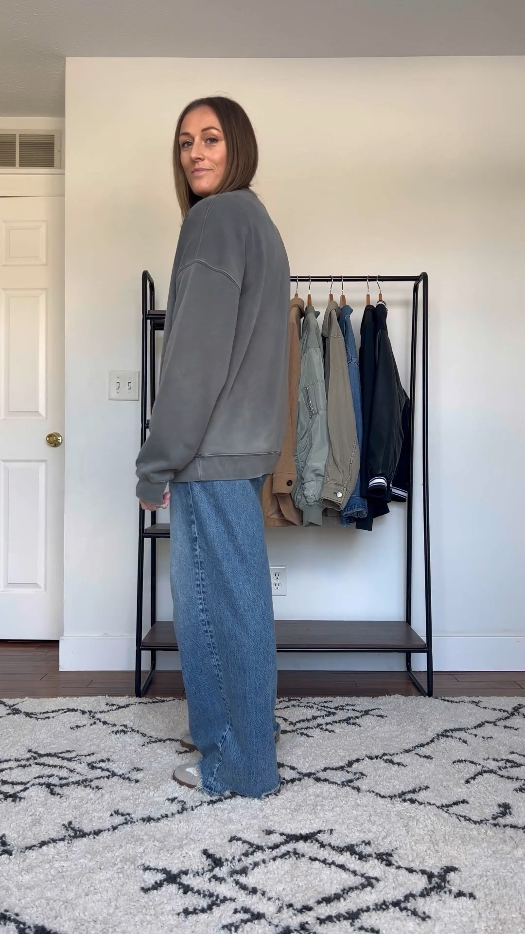 Easy Outfit Idea - Crewneck sweatshirt with a white tee underneath (flip that baby around so the wife sticks out a little more!), wide leg jeans and sneakers. Sweatshirt is a medium. Jeans are a 6 long.

Everyday outfits. Easy outfits. Easy outfit ideas. Neutral basics. Winter outfits. Winter outfit idea. Casual outfits. Basic mom outfit. Casual outfit idea. Casual outfit. Everyday outfit. Mom outfit. Street style.

#LTKSeasonal #LTKFindsUnder100 #LTKFindsUnder50