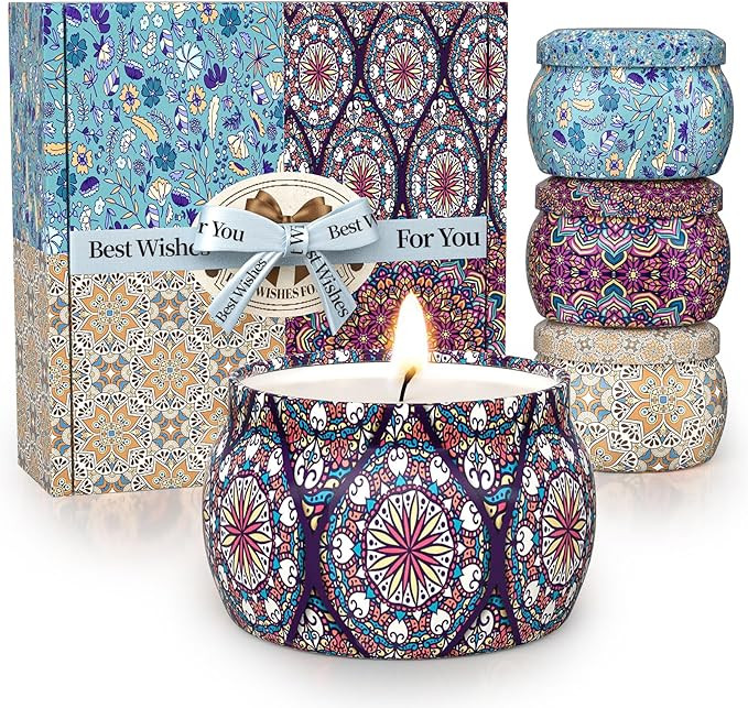 TranquilBliss Scented Candle Set, 4 Pack Soy Wax Candles, 120H Burn Time, Ideal Gifts for Women, ... | Amazon (US)