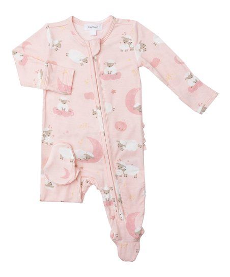 Pink & White Baby Sheep Two-Way Zip-Up Ruffle Footie - Infant | Zulily