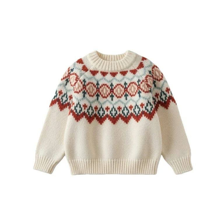 Fdrone Baby Toddler Boys Girls Knit Cotton Christmas Sweatshirt Fair Isle Sweater Vintage Chunky ... | Walmart (US)