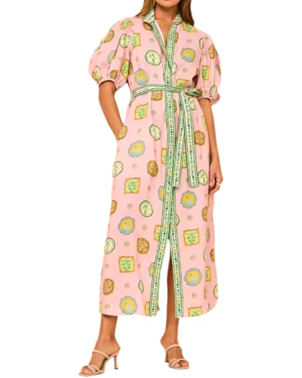 Graffiti Y2k Dress Puff Sleeve Maxi Dress Women Summer Floral Colorful Dresses 2024 Vintage Boho ... | Amazon (US)