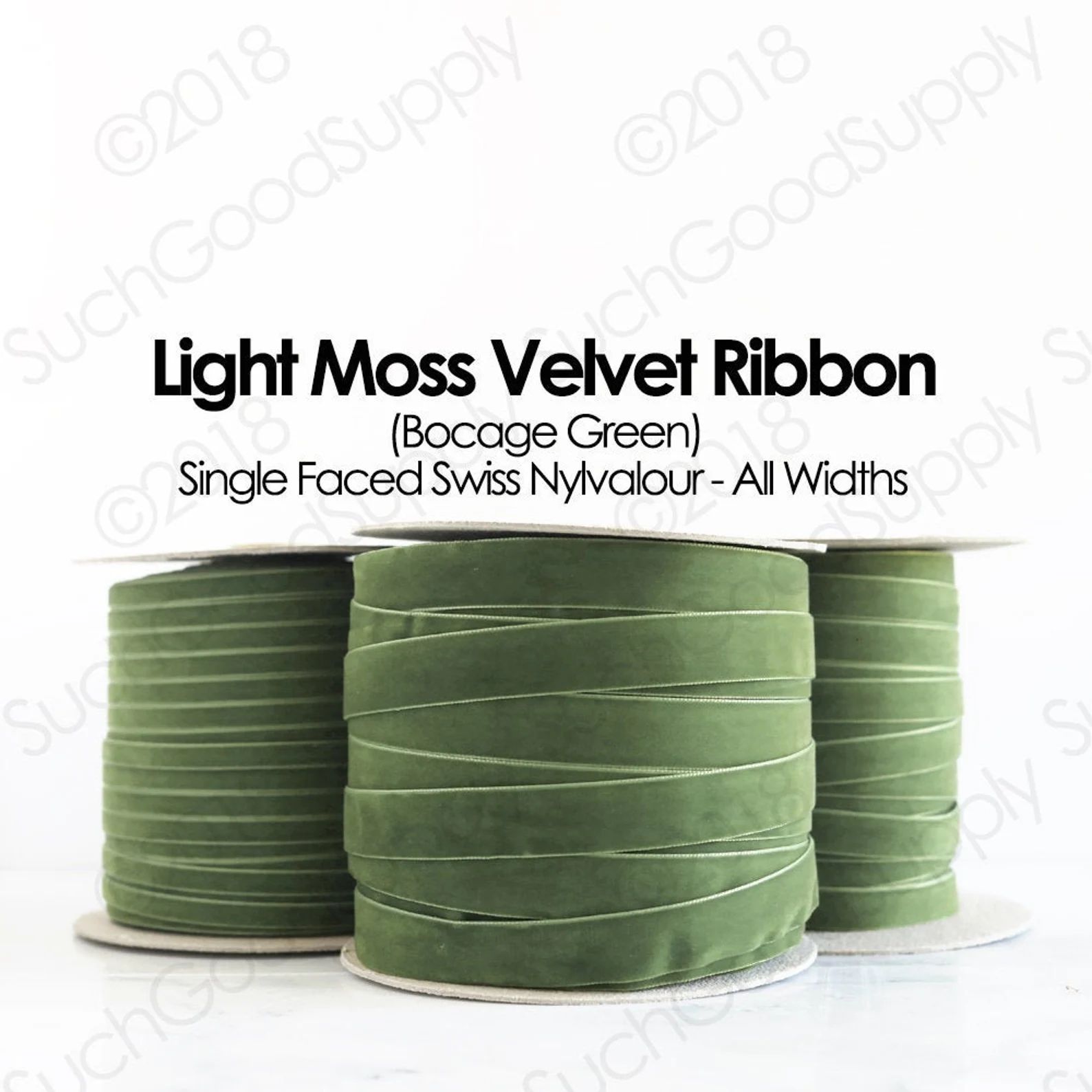 Read the full title
    Light Moss Swiss Velvet Ribbon By The Yard | Bocage Green Wedding Velvet ... | Etsy (US)