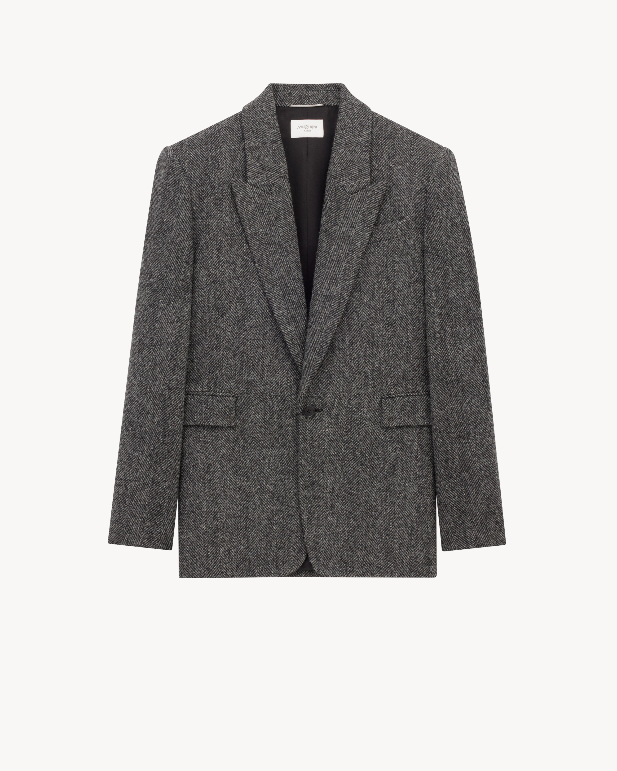 jacket in brushed herringbone wool | Saint Laurent Inc. (Global)