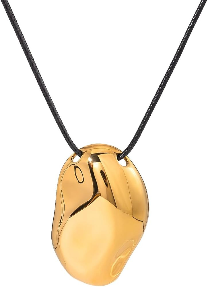 Black Cord Necklaces for Women and Men chunky Leather Pendant Necklace Black Cord Statement Neckl... | Amazon (US)