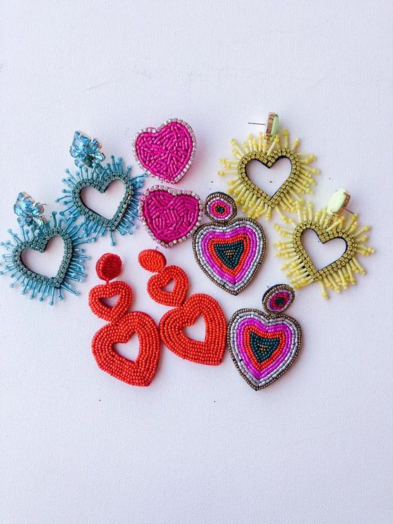heart beaded earrings | Etsy (US)