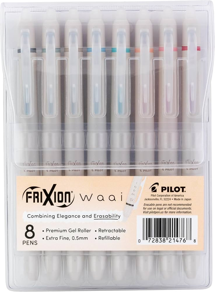 Pilot FriXion Waai Erasable Gel Pens, 8-Pack Pouch, Extra Fine Point 0.5 mm, Assorted Colors, Fri... | Amazon (US)