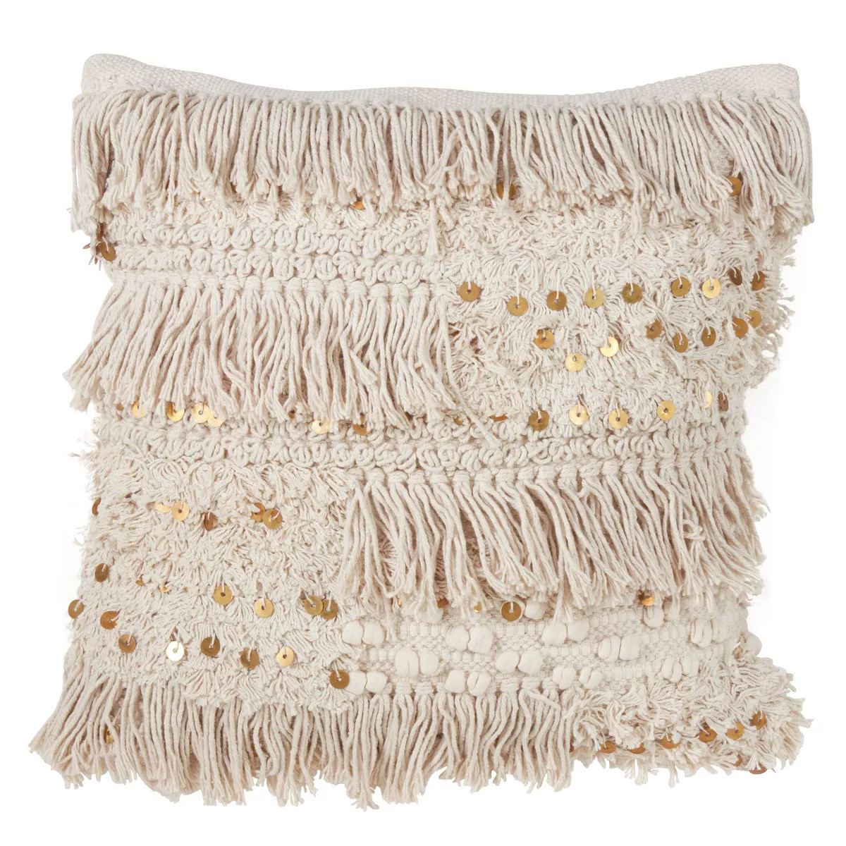 18"x18" Down Filled Sequin Moroccan Square Throw Pillow Gold - Saro Lifestyle | Target