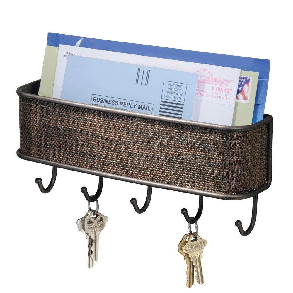 MDHAND Key & Letter Rack Holder, Wall Mount MailShelf with 5 Hooks for Entryroom, Hallway, Kitche... | Walmart (US)