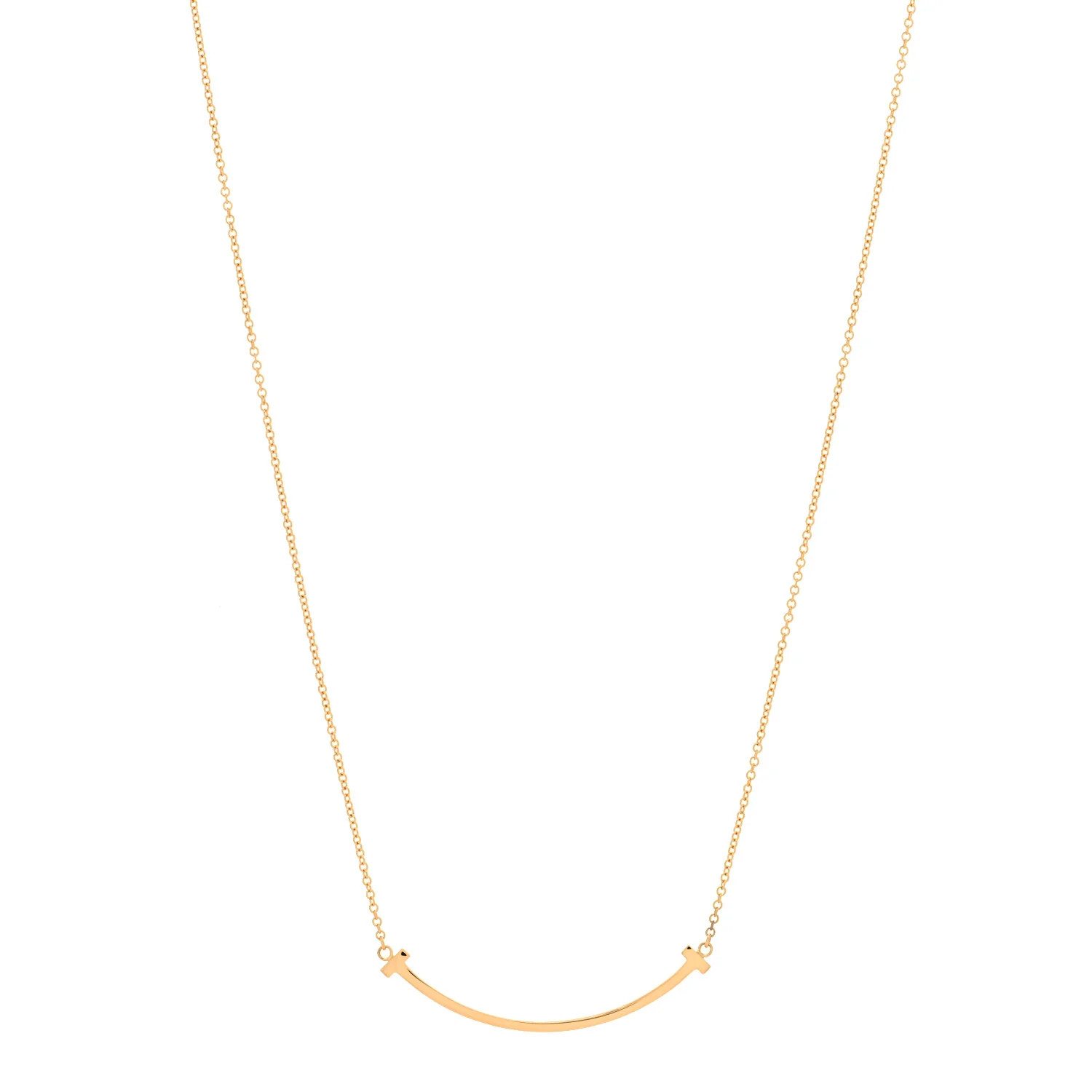 18K Rose Gold Small T Smile Pendant Necklace | FASHIONPHILE (US)