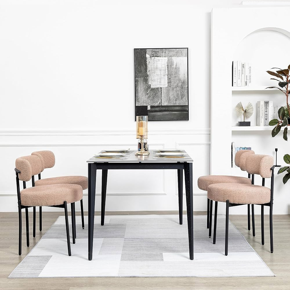 DYHOME Kitchen Chairs Mid-Century Modern Dining Chairs Set of 4, Kitchen Dining Room Chairs, Bouc... | Amazon (US)