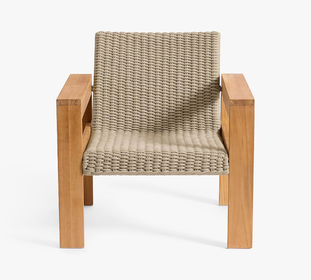 Malibu Teak & Rope Outdoor Lounge Chair | Pottery Barn (US)
