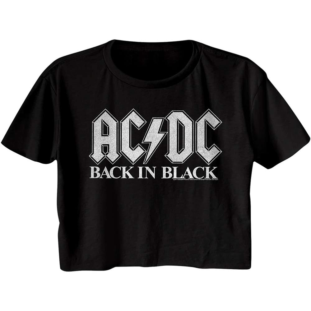 ACDC Rock Band Back in Black Album Ladies Cali Crop Top T-Shirt | Amazon (US)