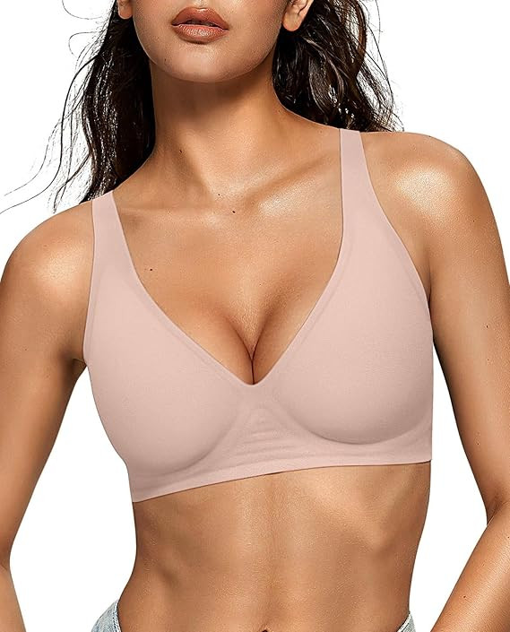 OEAK Womens Deep V Bras Comfortable Bras Support Push Up Bralettes Low Cut no Underwire Bras Plun... | Amazon (US)