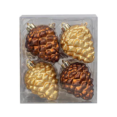 Holiday Living 8-Pack Multiple Colors/Finishes Pinecone Standard Indoor Ornament Set Shatterproof | Lowe's