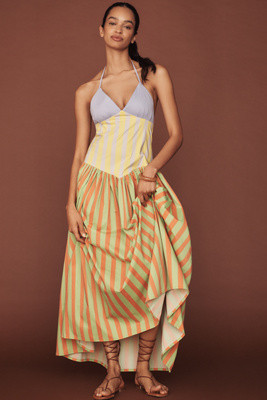 Fenáreta Olimpia Halter Basque-Waist Maxi Dress | Anthropologie (US)