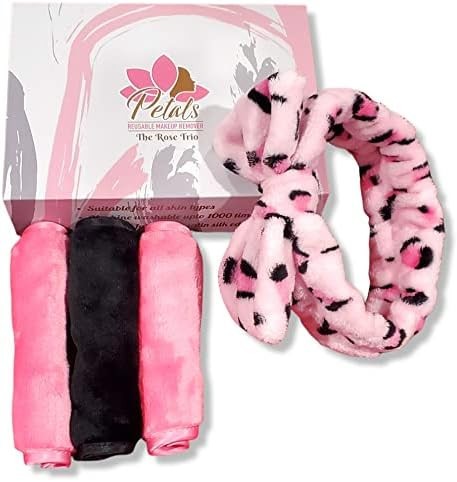 The Rose Trio, Reusable Makeup Remover, Premium Quality with Satin-Silk edges, Removes makeup wit... | Amazon (US)