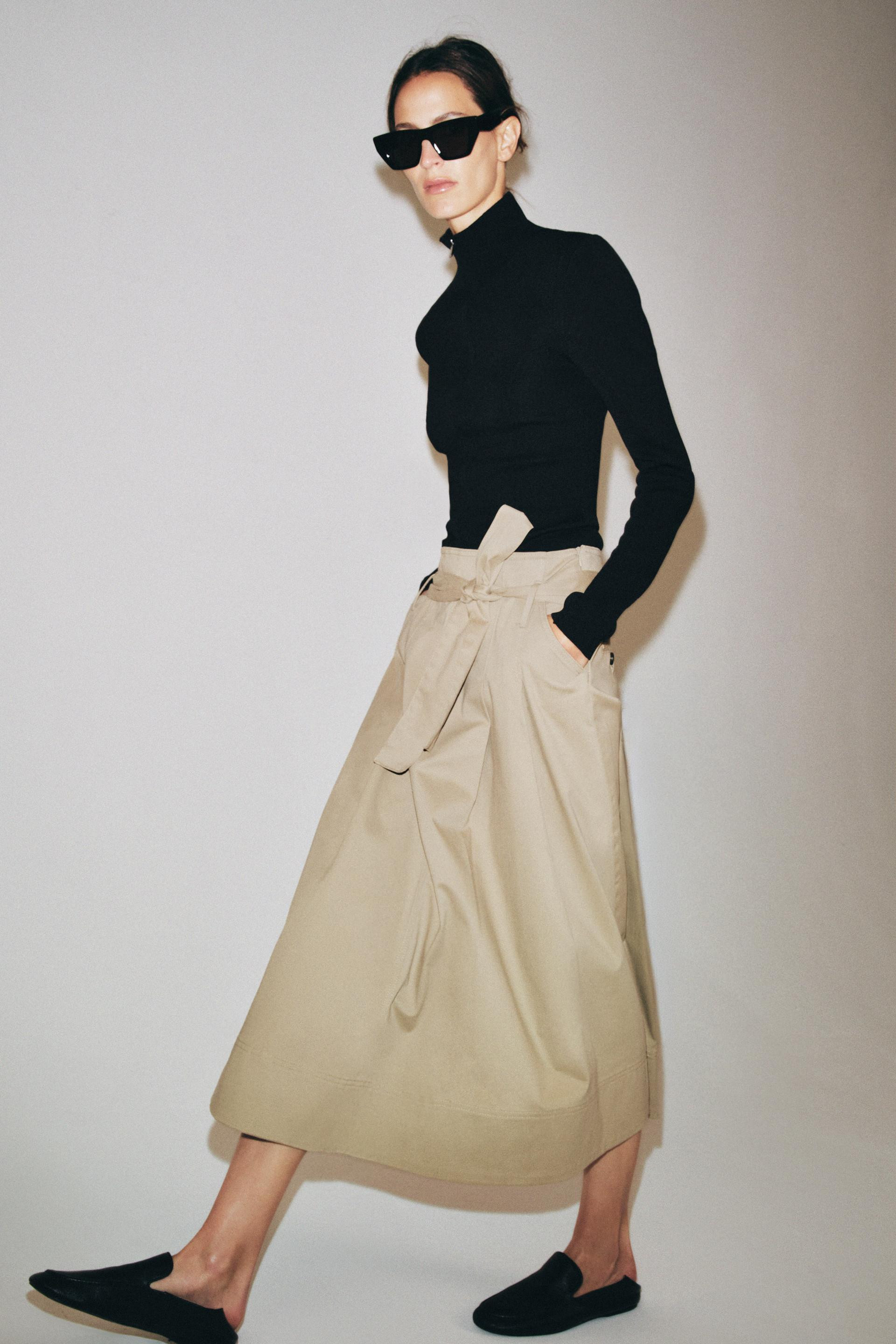 ZW COLLECTION BELTED MIDI SKIRT | Zara US