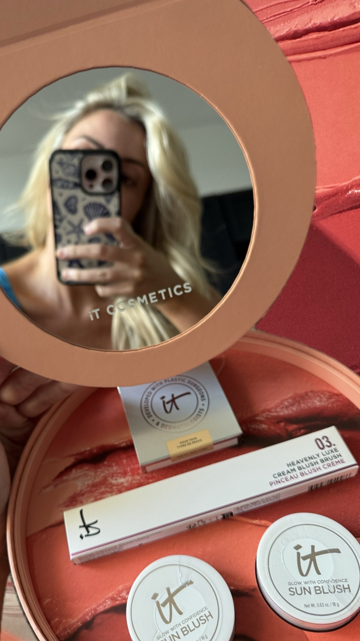 Mirror selfie powered by confidence and cream blush 💁🏼‍♀️☀️ Huge thank you to @itcosmetics for the glowing delivery—this Sun Blush is already living rent-free in my makeup bag. The blend, the bounce, the glow with confidence moment… I’m in my blush era. #ITCosmetics #GlowWithConfidence 

#LTKBeauty #LTKFindsUnder50 #LTKStyleTip