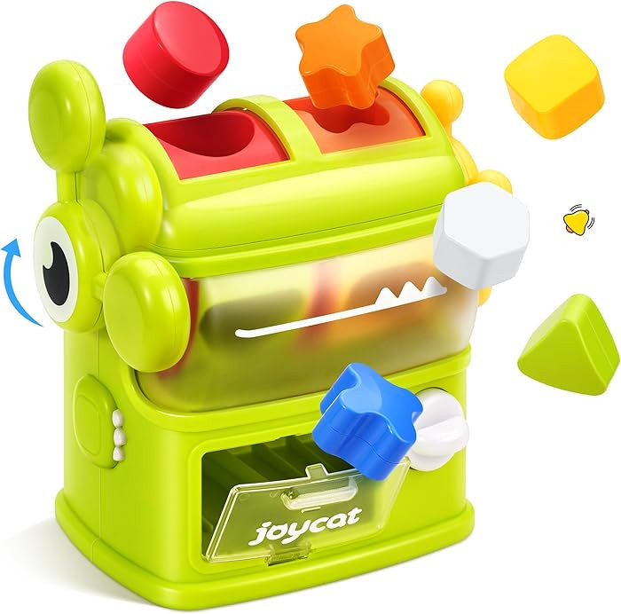 JoyCat Monster Eating The Shapes, Interactive Shape Sorter Toy for Toddlers 1-3, with 6 Rattle Sh... | Amazon (US)